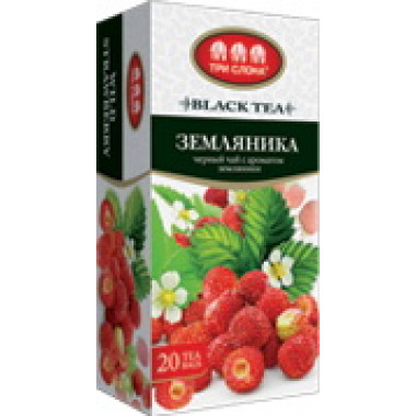 Чай Три слона черный одноразовый цейлонский мелкий Земляника 20х1,3 г